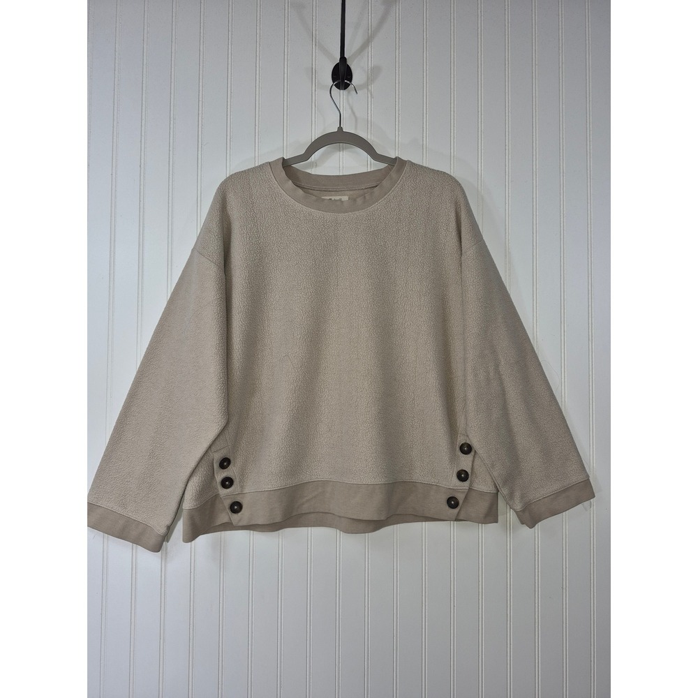 Madewell Beige Sherpa Sweatshirt Button Side Fleece Pullover
Oversized Size L